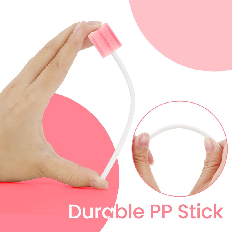 Melonsun 300 Pcs Oral Swabs Disposable - Longer Unflavored & Sterile Dental Sponge Swabsticks - Individually Wrapped, Medical Grade, Latex-Free for Oral Care & Mouth Cleaning (Pink 300) - Image 2